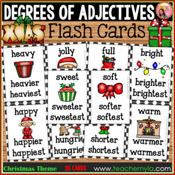 Christmas Degrees of Adjectives Flashcards - Positive Comparative  Superlative