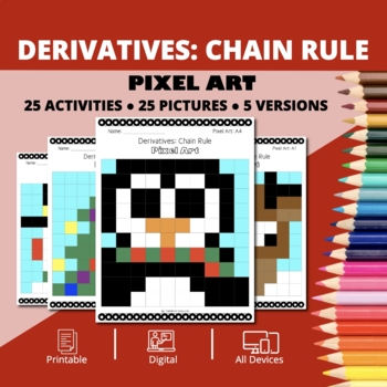 Preview of Christmas: Derivatives Chain Rule Pixel Art Activity
