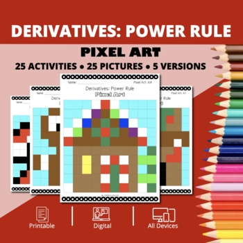 Preview of Christmas: Derivatives Power Rule Pixel Art Activity