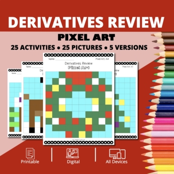Preview of Christmas: Derivatives REVIEW Pixel Art Activity