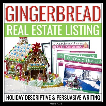 Preview of Christmas Descriptive Writing Activity – Gingerbread House Real Estate Listing