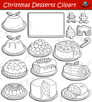 christmas food clipart black and white