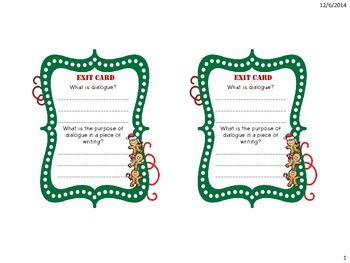 Preview of Christmas Dialogue Lesson Exit Cards