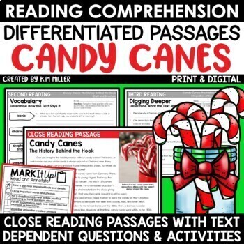 Preview of Christmas Close Reading Passages and Questions December Reading Comprehension