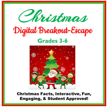 Preview of Christmas Digital Breakout Escape Room Grades 3-6 Digital Distance Learning