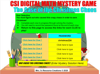 Christmas Digital Csi Math Mystery Game Escape Room Differentiated Levels