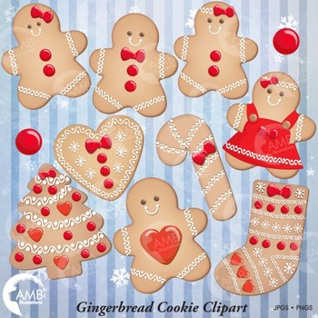 Preview of Christmas Digital Clipart, Gingerbread Cookie Clipart, Christmas Baking AMB-1502