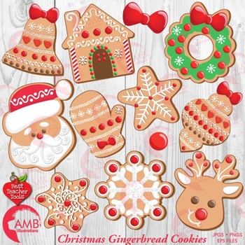 Preview of Christmas Digital Clipart, Gingerbread Cookie Clipart, Christmas Baking AMB-1539