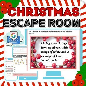 Preview of Christmas Digital Escape Room - Middle High School - no prep - google forms