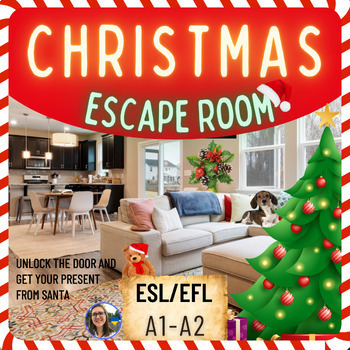 Preview of Christmas Digital Escape room ESL/EFL English activities kids A1/A2 no prep