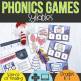Syllable Phonics Games and Sorts Christmas Literacy Centers