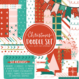 Christmas Digital Paper and Frame Noel Doodle Set