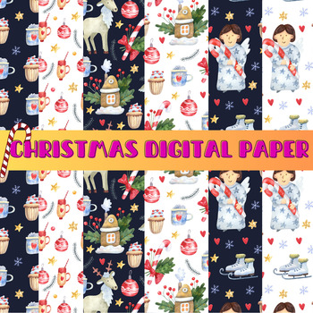 Preview of Christmas Digital Papers Clipart:  8 Holiday Backgrounds Clip Art