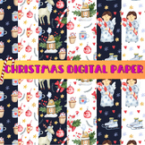 Christmas Digital Papers Clipart:  8 Holiday Backgrounds Clip Art