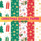 Christmas Digital Papers, Traditional Holiday 8 Background