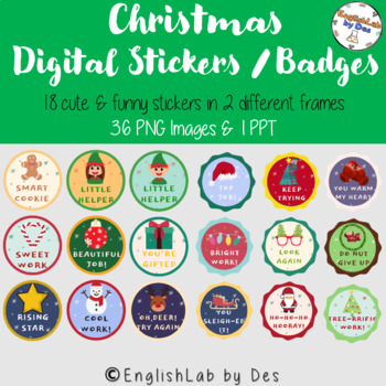 Preview of Christmas Digital Stickers / Badges (Printable & Virtual)