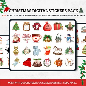 Preview of Christmas Digital Stickers Goodnotes Festive Clipart for Holiday Planning