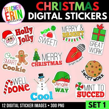 Preview of Christmas Digital Stickers | Holiday Set 1 | Digital Stickers Christmas Themed