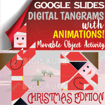 Preview of Christmas Digital Tangrams with Animations and Movable Objects for Google Slides