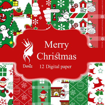 Preview of Christmas Digital paper pack 12 designs