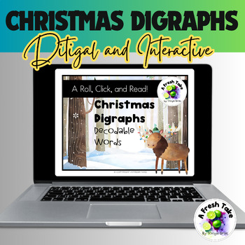 Preview of Christmas Digraph Roll, Click & Read Words/Sentences - Digital Game + Printables