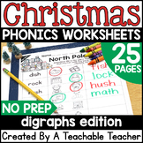 Christmas Digraphs Worksheets NO PREP | Christmas Phonics