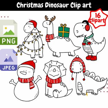Preview of Christmas Dinosaur Clip art -#newstart23 Winter Dino
