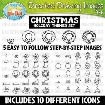 Preview of Christmas Directed Drawing Images Clipart Set {Zip-A-Dee-Doo-Dah Designs}