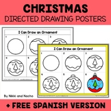 Christmas Directed Drawing Posters + FREE Spanish
