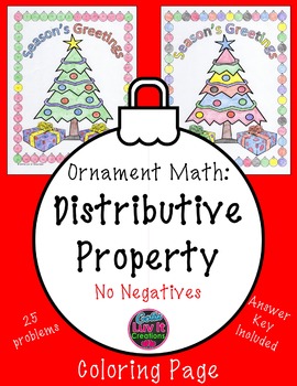 Preview of Christmas Math Distributive Property No Negatives Color by Number Surprise