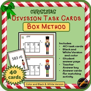 Preview of Christmas Division Task Cards: Horizontal Box Method