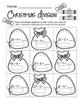 Christmas Candy Division Worksheet by Little Learning Lane | TpT