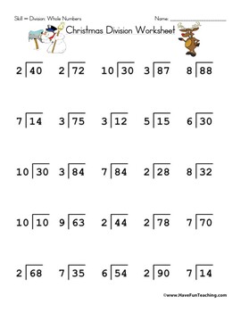 Christmas Division Worksheet by Have Fun Teaching | TpT