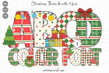 Preview of Christmas Doodle Alphabet,Christmas Clipart, Christmas Doodle Font For Teaching