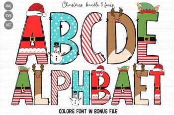 Preview of Christmas Doodle Alphabet,Christmas font,Christmas Clipart, Christmas for kids