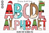 Christmas Doodle Alphabet,Christmas font,Christmas Clipart