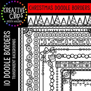 Preview of Christmas Clipart Doodle Borders {Creative Clips Clipart}