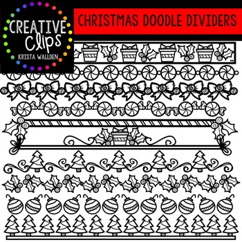Christmas Clipart Doodle Dividers {Creative Clips Clipart} | TpT