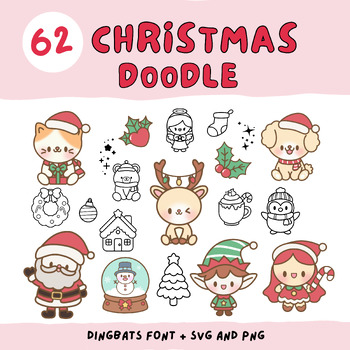 Preview of Christmas Doodle Font + Outline Clipart