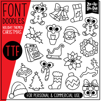 Preview of Christmas Doodle Font {Zip-A-Dee-Doo-Dah Designs}