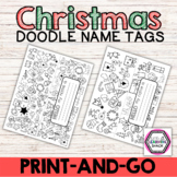 Christmas Doodle Name Tags Desk Plates Coloring Activity K - 8th