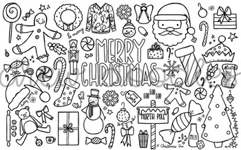 Preview of Christmas Doodles Coloring Page