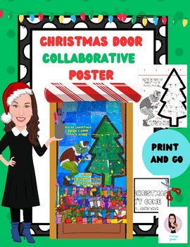 Preview of Christmas Door Collaborative Poster. Print and Go.