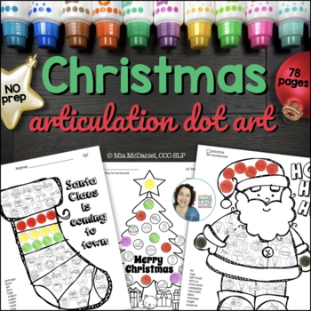 Preview of Christmas Dot Art for Articulation with ALL sounds and NO PREP