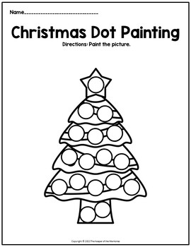 Christmas Dot Painting Printable Worksheets by The Keeper of the Memories