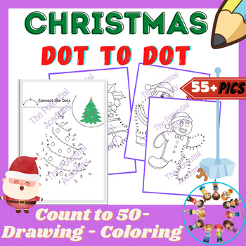 Preview of Christmas Dot to Dot ( Counting to 50)/ Christmas Connect the Dots 1-50
