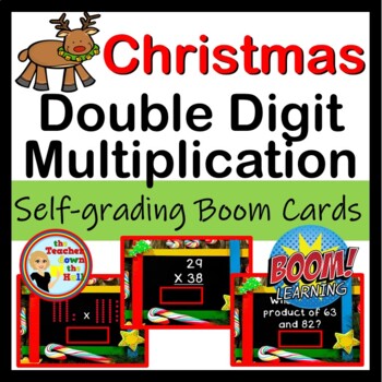 Preview of Christmas Double Digit Multiplication Boom Cards