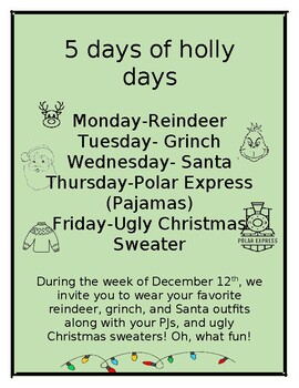 Preview of Christmas Dress Up Days