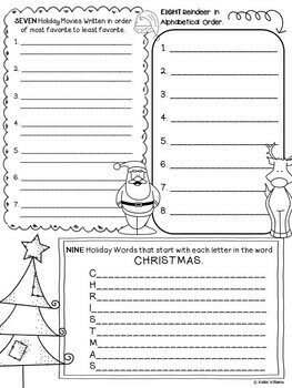 Christmas Writing - 12 Quick ELA Christmas Activities by Addie Williams
