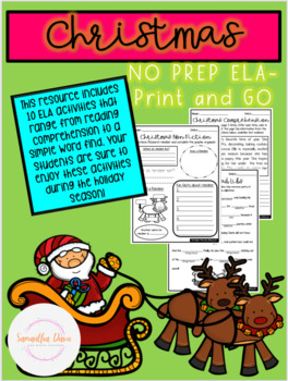 Christmas Holiday ELA No Prep by Samantha Dawn - The Happy Teacher